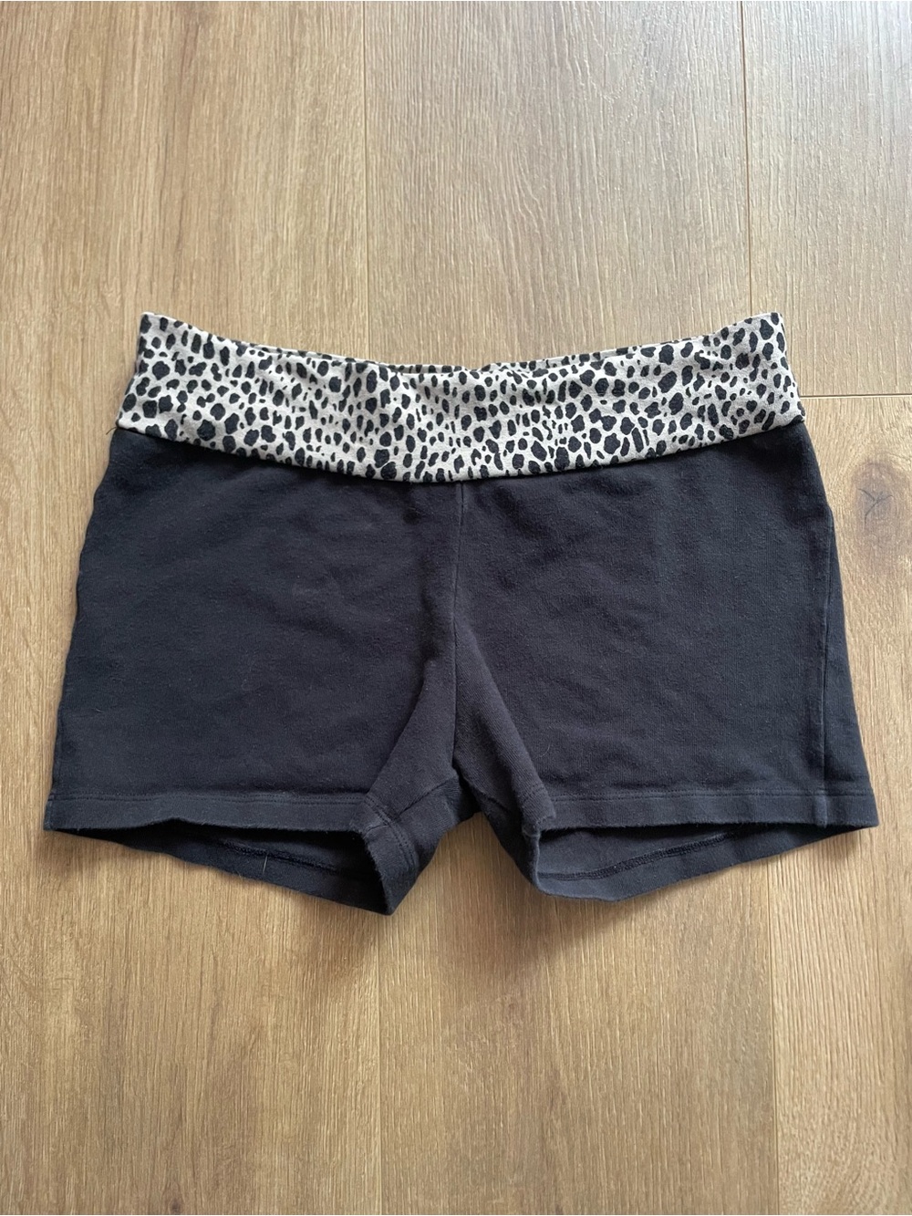 John Galt Brandy Melville Black Boy Shorts Leopard Waistband one size